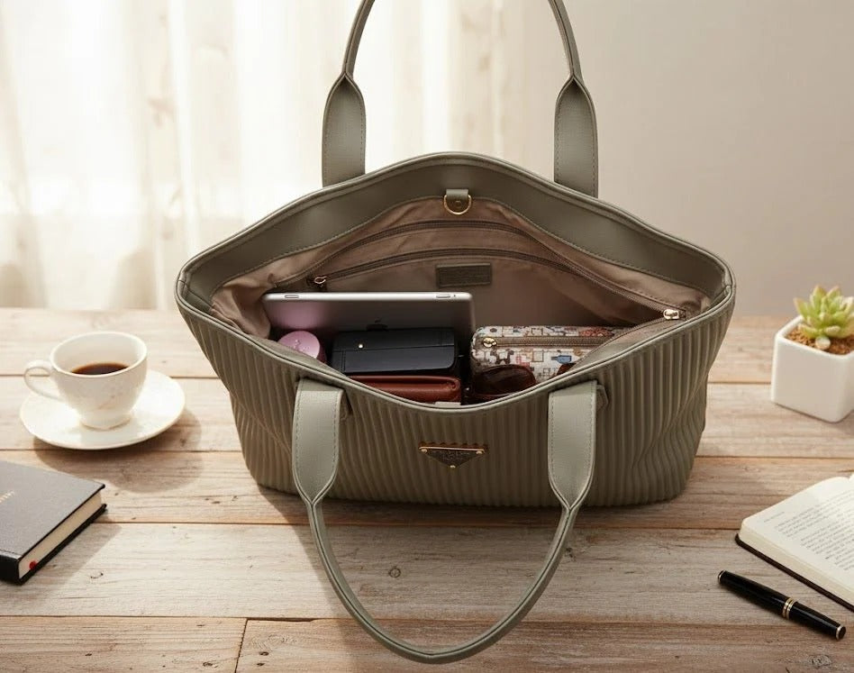The Meridian Tote – Textured Ribbed Everyday Handbag